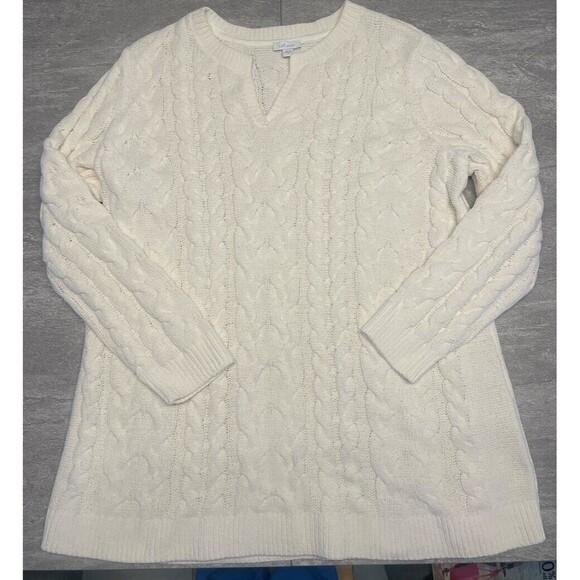 J. Jill Sweaters - J Jill Chenille Sweater Womens Sz XL Cream Ivory Cable Knit Pullover Long Sleeve
